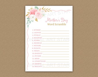 Mother's Day Word Scramble Printable, Games for Mother's Day, Printable Mothers Day Party Games for Adults and Kids, Word Unscramble FL1