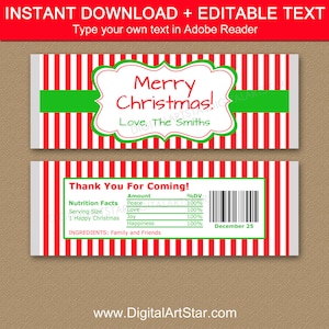 Christmas Candy Bar Wrappers, Christmas Favors for Adults, Printable Christmas Chocolate Bar Wrappers, Holiday Party Favors Adults CSV image 1