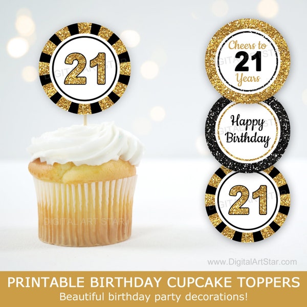 24 PCS 21st Birthday Cupcake Toppers - 'Legal AF' & 'Hello 21' Cake Decorations, Glitter Paper With Food-Grade Sticks - View #8