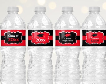 Graduation Water Bottle Labels PRINTABLE, High School Graduation Party Decorations 2024, College Graduation Water Bottle Stickers G1