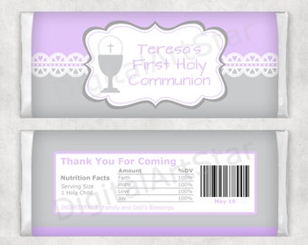 First Communion Chocolate Wrapper, First Communion Candy Bar Wrapper Template, Candy Wrappers Printable, First Holy Communion Favors FC1