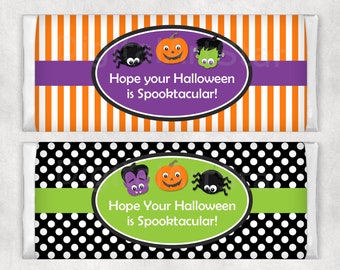 Halloween Candy Bar Wrapper Download, Halloween Party Favors Printables, Candy Bar Label Template, Candy Bar Covers, Party Ideas for Kids HF