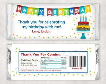 Birthday Candy Bar Wrappers Printable Chocolate Wrappers Adult Birthday Party Favors Candy Wrappers Instant Download Editable Template B9