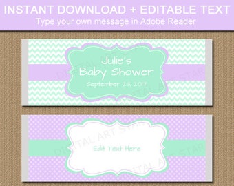 Baby Shower Party Favors, 1st Birthday Favors, Favor Gifts Baby Shower, EDITABLE Candy Wrapper Template, Printable Bridal Shower Favors BB1