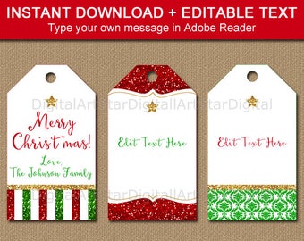 Christmas Tags Download, Christmas Gift Tags Prinable Christmas Tags, Holiday Tags Editable Tag Template, Elegant Christmas Tags B4