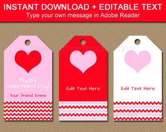 Editable Valentine Gift Tags, Teacher Valentine Printable, Valentines Day Tags, Valentine Hang Tags, Classroom Valentine Party Favor Tags V1