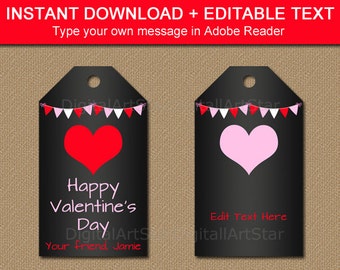 Valentines Day Gift Tags, PRINTABLE Valentine Tags, Chalkboard Tags, Valentine Party Tags, Valentines Day Party Ideas, School Valentines V4