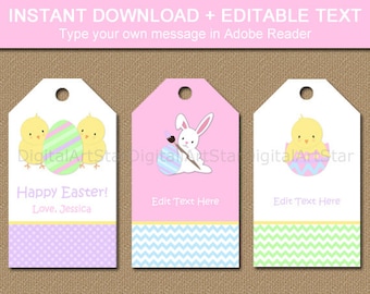 Easter Tags - Easter Gift Tags - Easter Bunny Tags - Kids Easter Idea - Printable Hang Tags - EDITABLE Tags - INSTANT DOWNLOAD Easter Party