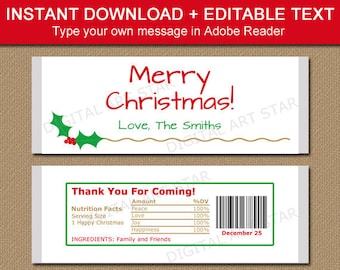 Christmas Candy Bar Wrapper Template, Christmas Chocolate Bar Wrappers Instant Download, Christmas Favors for Adults, Holiday Candy Wrapper