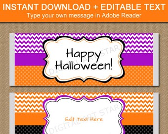 Halloween Candy Bar Wrapper Download, Halloween Party Favors for Adults, Chocolate Wrapper Printable, Editable Candy Wrapper Template