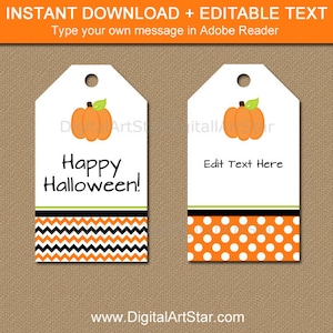 Printable Halloween Tags Pumpkin Halloween Tags Pumpkin Tags for Baby Shower Pumpkin Favor Tags EDITABLE Halloween Gift Tags BB7 image 1