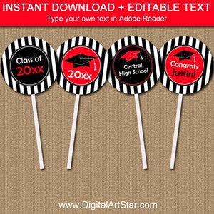 2024 Graduation Cupcake Toppers Graduation Party Decorations High School Graduation Party Ideas Printable Graduation Cupcake Picks G4 image 1