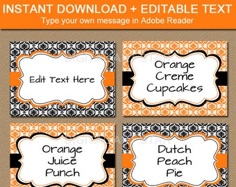 Halloween Place Cards, Halloween Printable Labels, Candy Buffet Labels, Food Tents, Halloween Food Labels Printable Adult Halloween Labels