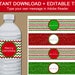 Christmas Water Bottle Label Template, Christmas Favors, Holiday ...