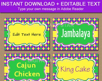 EDITABLE Mardi Gras Labels - Mardi Gras Candy Buffet Labels - Digital Mardi Gras Candy Station Labels - DIY Food Tags - Instant Download M1