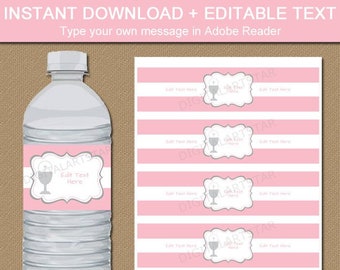 Pink First Communion Water Bottle Labels Printable, Girl First Communion Party Decorations, 1st Communion Party Ideas, Party Printables FC1