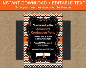 Printable Graduation Party Invitations, Editable Invitation Template, High School Graduation Invitations Instant Download, Party Decor G3