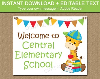 Welcome to School Sign, Printable First Day of School Sign Download, EDITABLE Back to School Sign, School Office Sign, School Library Sign