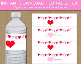 Valentine Water Bottle Labels Classroom Valentine Party Decorations Valentines Day Party Ideas Party Supplies Instant Download Printable V4