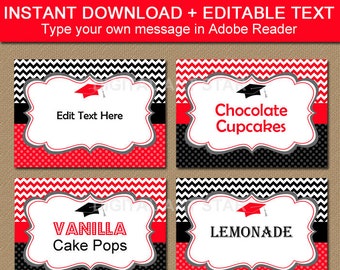 Graduation Candy Buffet Labels, Graduation Labels Instant Download, Place Cards Template, Food Labels Printable, Food Tents, Buffet Cards G3