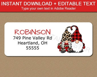 Gnome Couple in Love Address Label Template, Couple Return Address Labels, Valentine Return Address Labels, Husband and Wife Address Labels