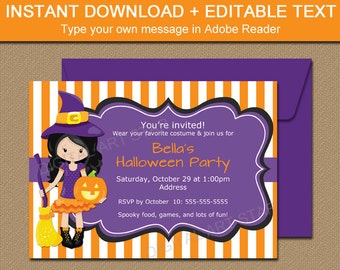 Halloween Invitation For Kids - Halloween Birthday Invitation Printable - Halloween Themed Birthday Invites - Kids Party Invitations WDS