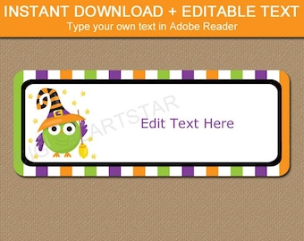 Halloween Owl Address Labels Template - Editable Address Stickers - Owl Halloween Return Address Labels Printable - Halloween Gift Labels