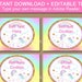 Printable Unicorn Labels, Rainbow Unicorn Party Supplies, Magical ...