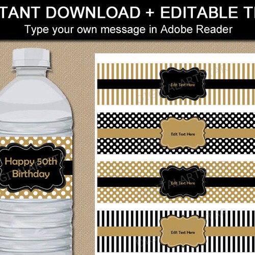 Golden Birthday Water Bottle Labels Printable Golden - Etsy