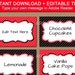 Editable Red Black Fancy Food Labels Printable Buffet Cards | Etsy