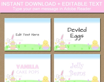 Easter Food Labels, Easter Labels, Easter Decorations Printable, Easter Food Tents, Easter Place Cards Download, Easter Name Cards, Name Tag