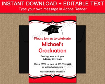 Graduation Invitation Instant Download - Printable Graduation Party Invites - Downloadable High School Graduation Invitation Template G1