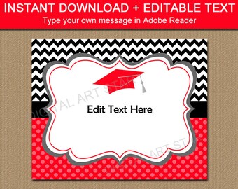 High School Graduation Party Decorations, Graduation Printable Sign, EDITABLE Graduation Sign Template, Red and Black Graduation Decor G3