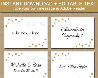 EDITABLE Wedding Labels - Printable Christmas Food Labels - Elegant Christmas Labels - Elegant Bridal Place Cards, Food Tents, Buffet Labels