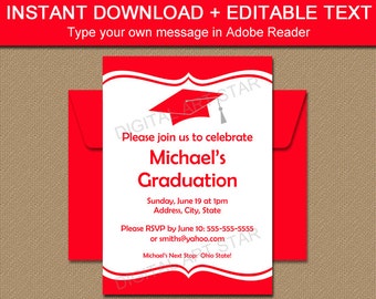 Graduation Invitation Instant Download, Class Reunion Invitation, College Graduation Invitation Template, Graduation Party Invitations G1