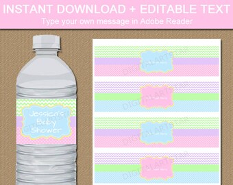 Spring Baby Shower Water Bottle Labels, PRINTABLE Girl Birthday Water  Bottle Stickers, Pastel Baby Shower Favors, Mothers Day Labels BB8