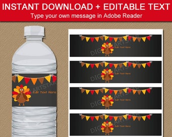 PRINTABLE Turkey Cutie Water Bottle Label Digital (Download Now) - Etsy