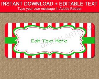 Holiday Address Labels - Christmas Return Address Labels - Christmas Gift Labels - Editable Christmas Address Label Template Download CSV