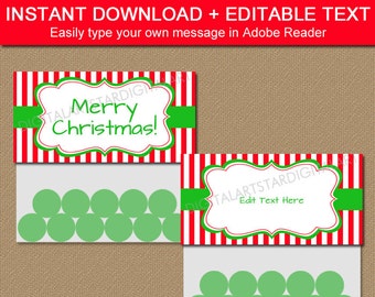 EDITABLE CHRISTMAS Treat Bag Toppers, Christmas Candy Bag Toppers, Holiday Bag Toppers, Holiday Bag Tags, Bag Labels, Party Supplies CSV