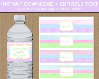 Girl Baby Shower Party Decorations, Pastel Water Bottle Labels, Mothers Day Printable, Spring Party Decor, Spring Bridal Shower Download BB8