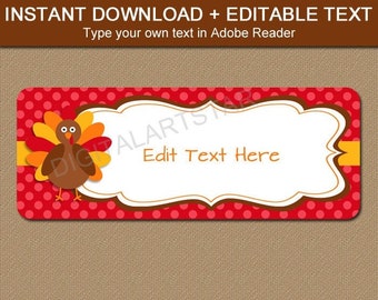 Thanksgiving Address Labels - Printable Return Address Labels - Thanksgiving Return Label Template - Turkey Address Labels Download T1