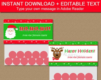 Christmas Treat Bag Toppers, Christmas Bag Topper Printable DIY Party Favors, EDITABLE Holiday Bag Tags Christmas Labels Instant Download C4