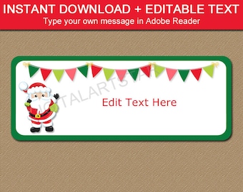 Santa Address Labels, Santa Return Address Label Template, Printable Christmas Gift Labels, Christmas Address Stickers Instant Download C5