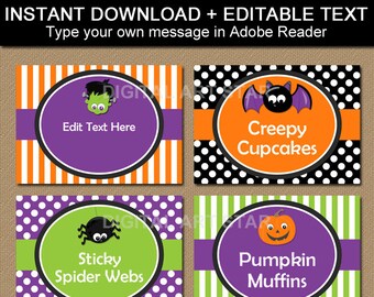 Kids Halloween Labels, Kids Halloween Candy Buffet Labels, Halloween Buffet Labels, Halloween Buffet Cards, PRINTABLE Halloween Food Tags HF
