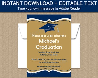 Graduation Invitation, High School Graduation Invitation, College Graduation Invitation, INSTANT DOWNLOAD Template, Class Reunion Idea G1