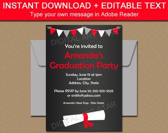 Chalkboard Graduation Invitation, PRINTABLE Graduation Party Decorations, High School Graduation Party Ideas, Diploma Invitation Download G7