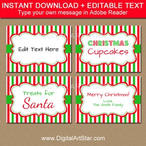 Christmas Candy Buffet Labels Tent Cards Place Cards Decor Etsy
