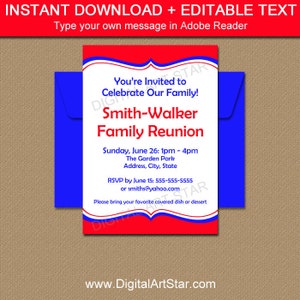 Family Reunion Invitation Template Printable Family Picnic Invitations Editable Template Editable Invitation Printable Invitation B7 image 1
