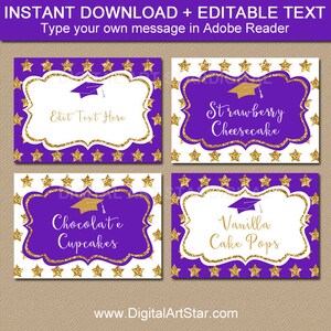 Purple and Gold Graduation Printable Labels Download, Candy Buffet ...