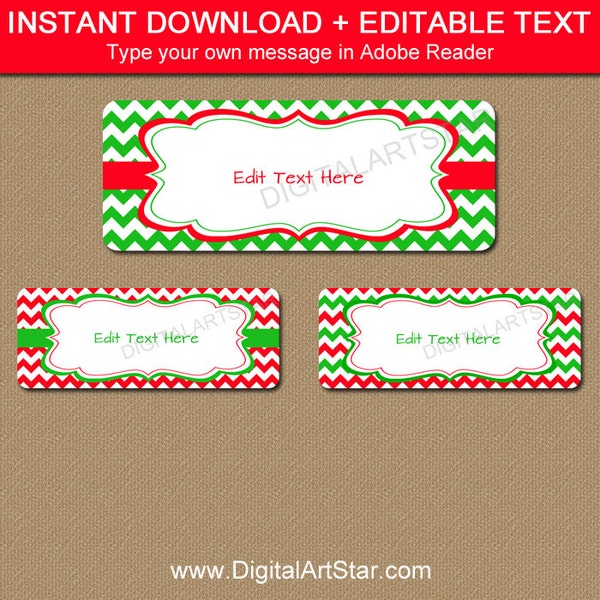 Printable Christmas Address Labels Template - EDITABLE Holiday Address Labels - Christmas Return Address Labels - Christmas Gift Tags C4